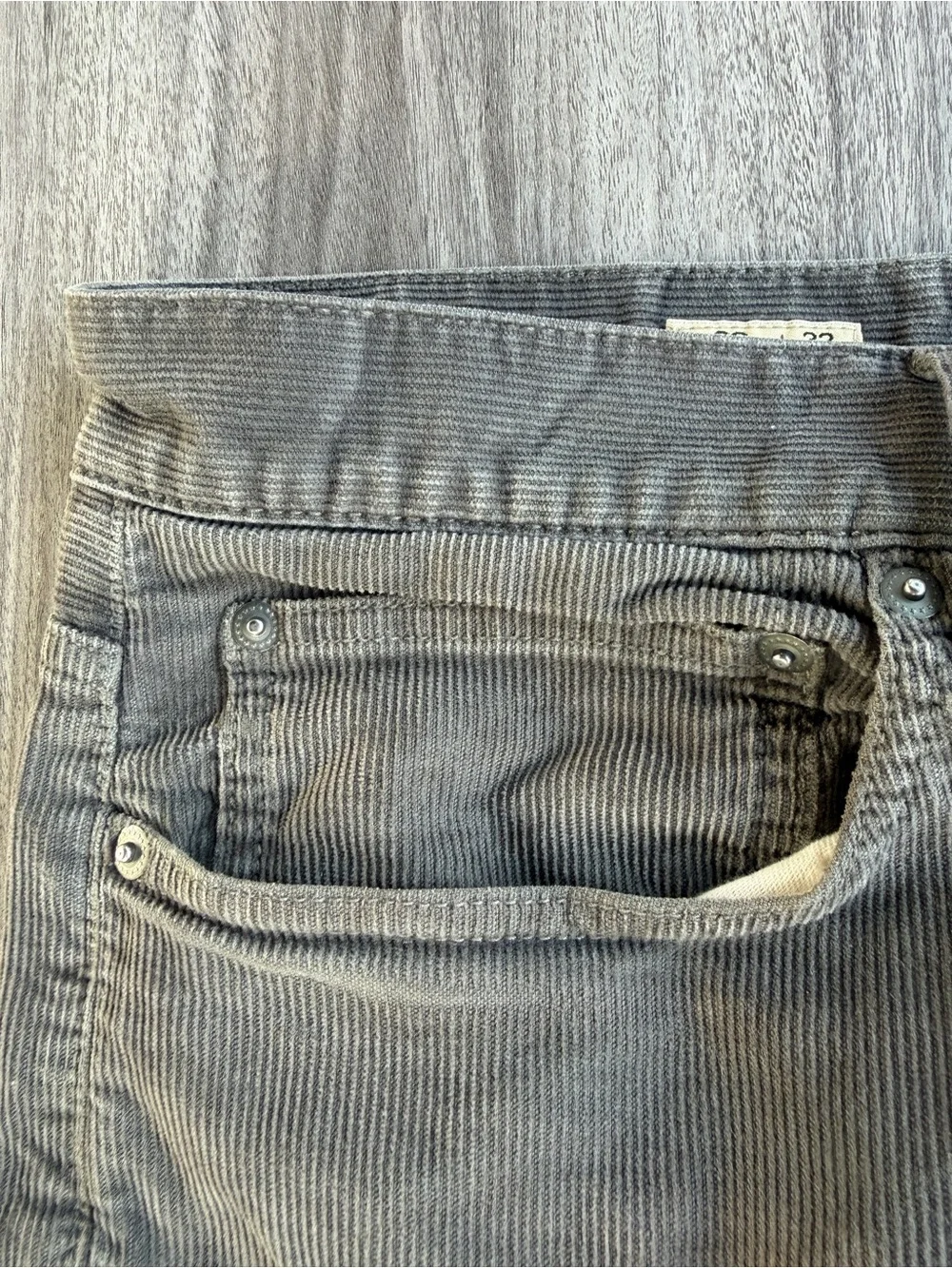 J.Crew Mens Grey Fine Corduroy Pants Stretch Cotton Re-Imagines Size 36x32